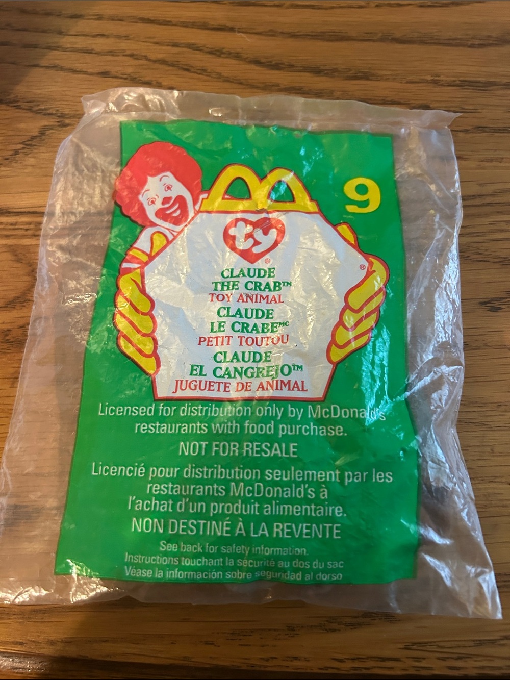 McDonald's Green Happy Meal Claude the Crab Toy still in packaging.